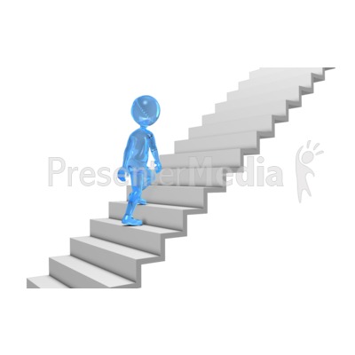 Glass Stick Figure Walking Up Stairs   3d Figures   Great Clipart For