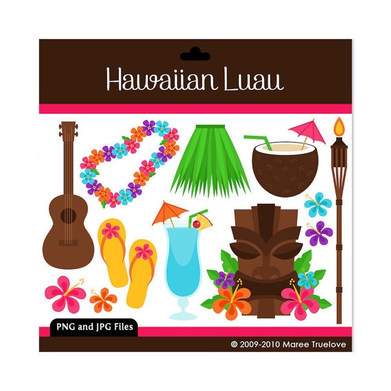 Hawaiian Luau Clipart Digital Clip Art Graphics By Mareetruelove  3    
