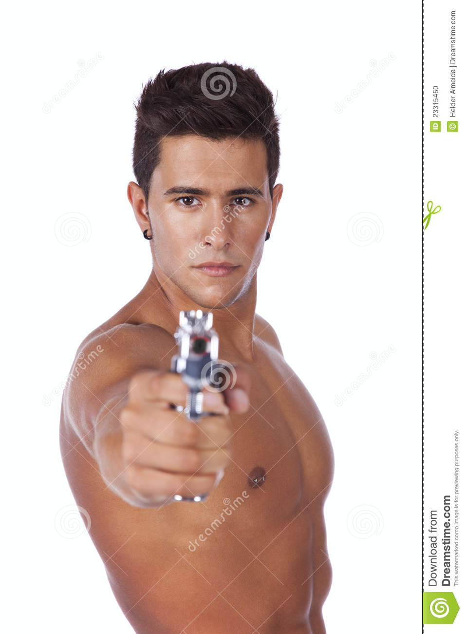 Man Aiming A Handgun Stock Photo   Image  23315460