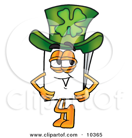 Paper Mascot Cartoon Character Wearing A Saint Patricks Day Hat With A    