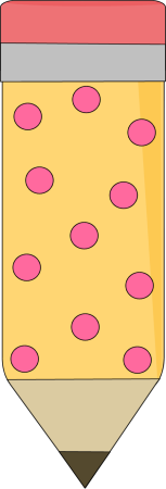 Pink Polka Dots Clip Art   Yellow Pencil With Pink Polka Dots Image