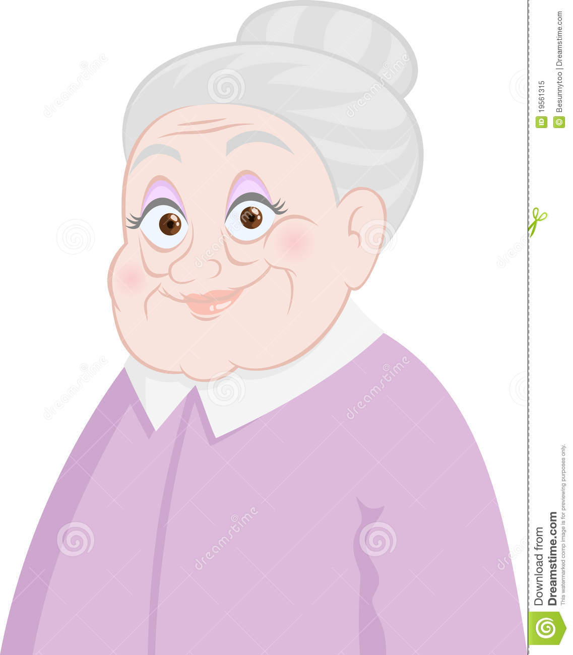 Portrait Of A Beautiful Old Lady Smiling On White Background  Vector