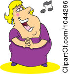 Rf Clip Art Illustration Of A Cartoon Fat Lady Singing By Ron Leishman