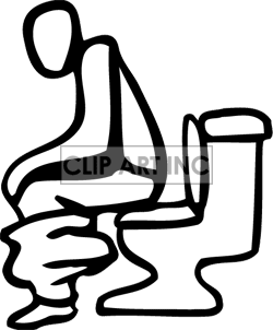 Royalty Free A Black And White Person Sitting On A Toilet Clipart