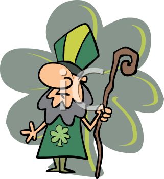 Royalty Free Clipart Image  Cartoon Of Saint Patrick Holding A Staff