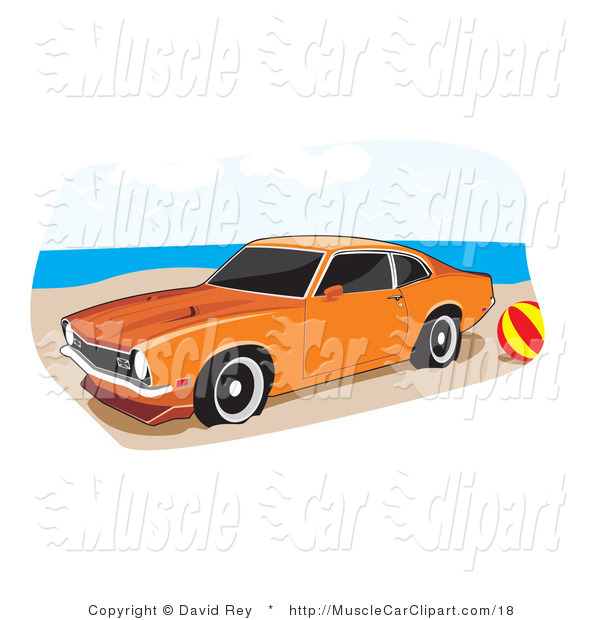 Vector Automotive Clipart Of A Beach Ball And Orange 1972 Ford