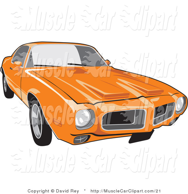 Vector Automotive Clipart Of An Orange 1970 Pontiac Firebird Muscle    