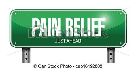 Vector Clipart Of Pain Relief Road Sign Illustration Design Over White