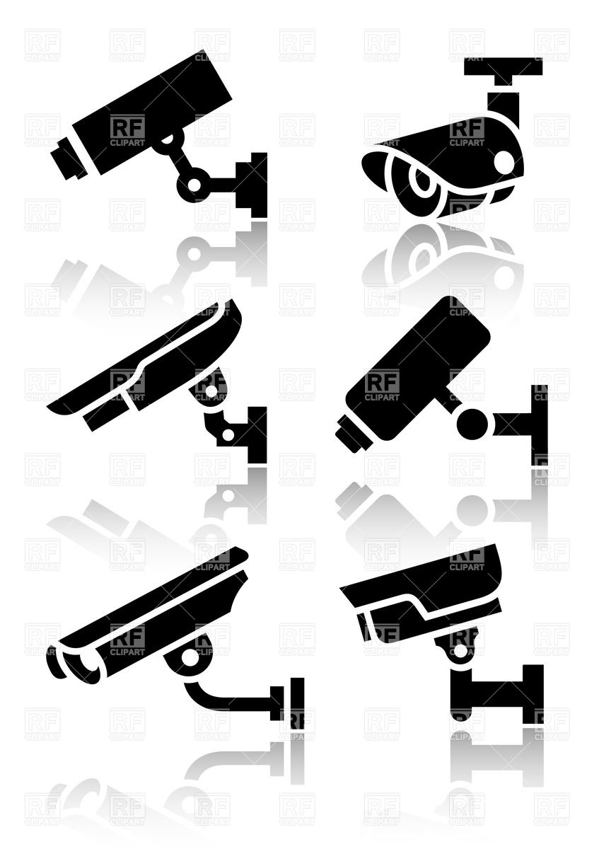 Video Surveillance Black Silhouette Stickers Download Royalty Free