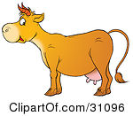 Yellow Cow With Brown Spots Wearing A Bell Friendly Orange Dairy Cow    