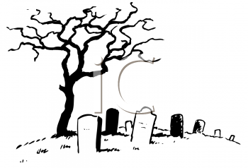     And White Line Drawing Of A Dead Tree In A Graveyard Clipart Image Jpg