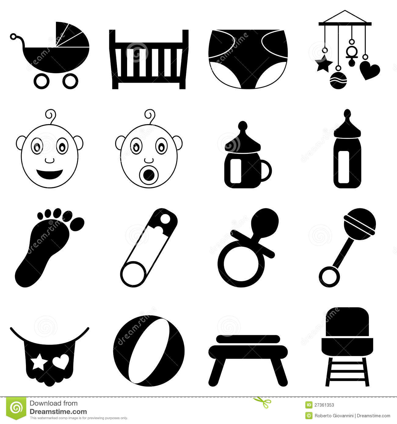 Baby Diaper Clipart Black And White Newborn Black And White Icons