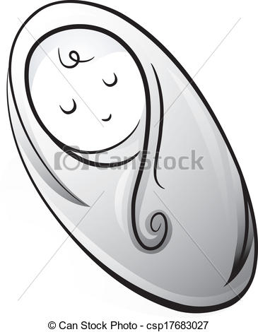 Black And White Illustration Of A Baby    Csp17683027   Search Clipart