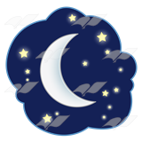 Book    Clip Art    Nighttime With Crescent Moon And Stars In Sky