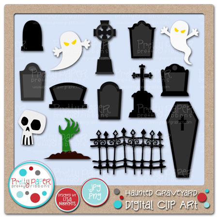 Ca0160 Haunted Graveyard Digital Clip Art