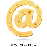 Cheese E Mail Mark Symbol Isolated On White Vector Design