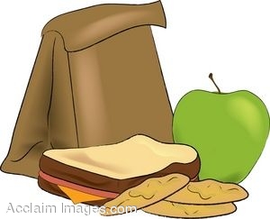 Clip Art Of A Brown Paper Bag Lunch With A Sandwich Cookies And An    