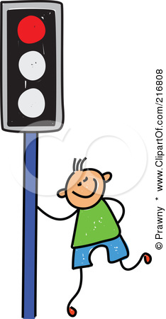 Clipart Illustration Of A Childs Sketch Of A Boy By A Red Traffic