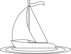 Clipart Image   Clip Art Illustration Of A Sailboat In Black And White