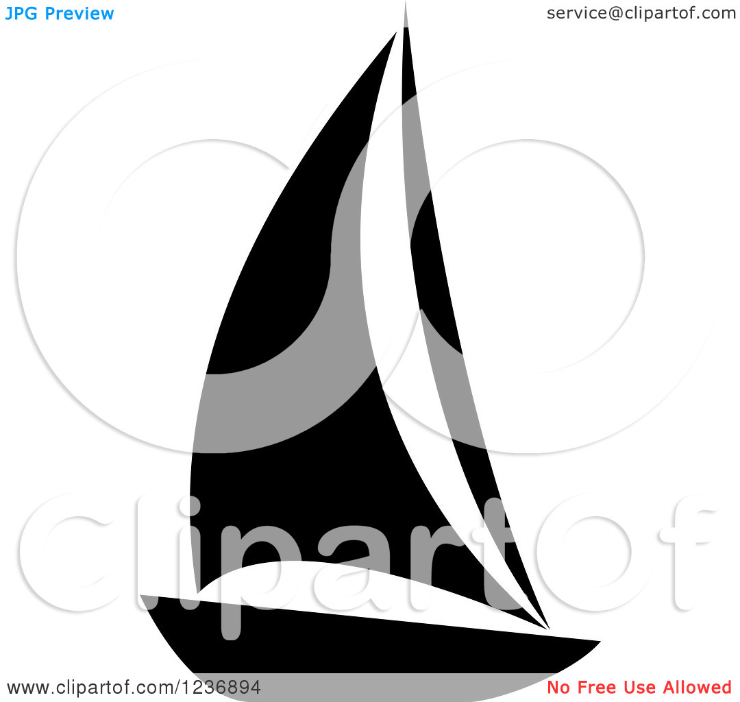 Clipart Of A Black And White Sailboat Icon   Royalty Free Vector