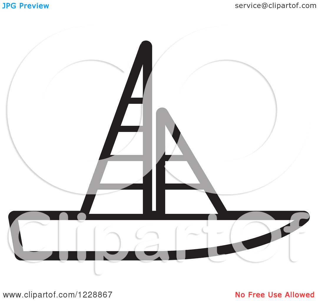 Clipart Of A Black And White Sailboat Icon   Royalty Free Vector