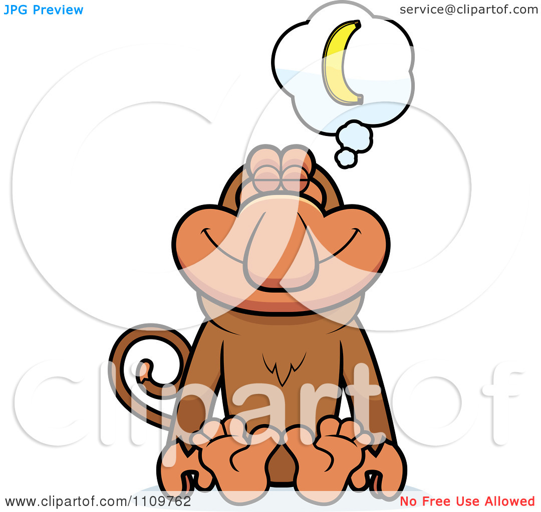 Clipart Proboscis Monkey Daydreaming Of Bananas   Royalty Free Vector    