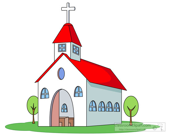 Download White Church Red Roof Cross Clipart