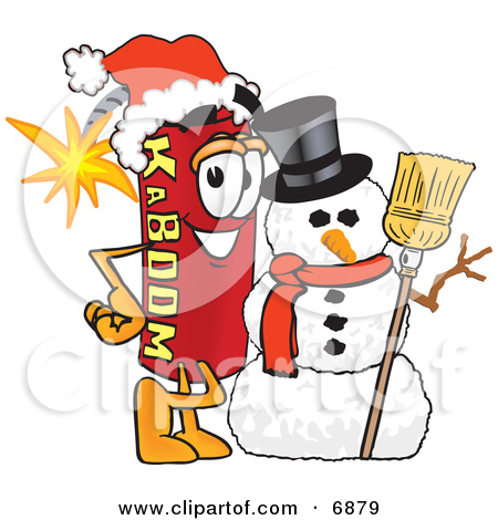 Dynamite Mascot Cartoon Character With A Snowman On Christma   