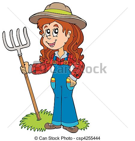 Eps Vector Of Cute Farm Girl   Vector Illustration Csp4255444   Search