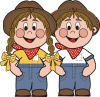 Farm Girl And Boy For Return Address Labels
