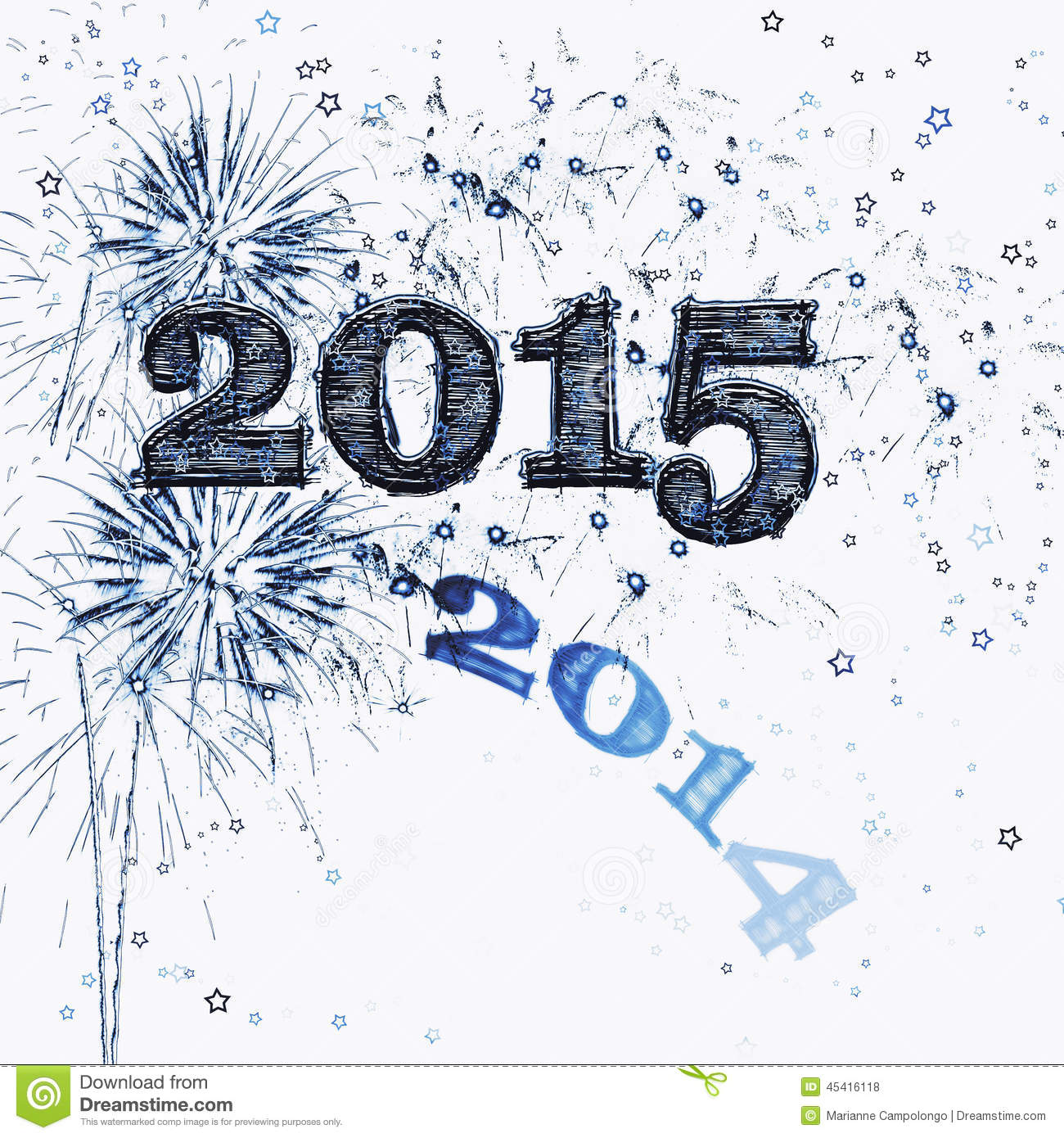 Fireworks And Stars Happy New Year 2015 Stock Illustration   Image