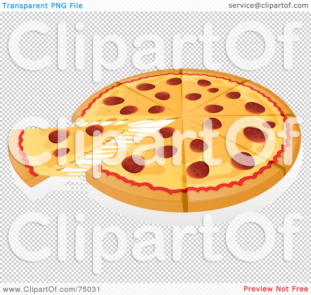 Free  Rf  Clipart Illustration Of A Cheesy Slice Of Pepperoni Pizza