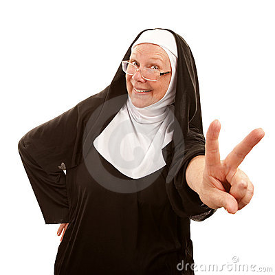 Funny Nun Making Peace Sign Royalty Free Stock Image   Image  13284166