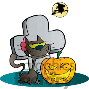 Graveyard Clipart 1376637 2399 Black Cat And Halloween Pumpkin Winking    