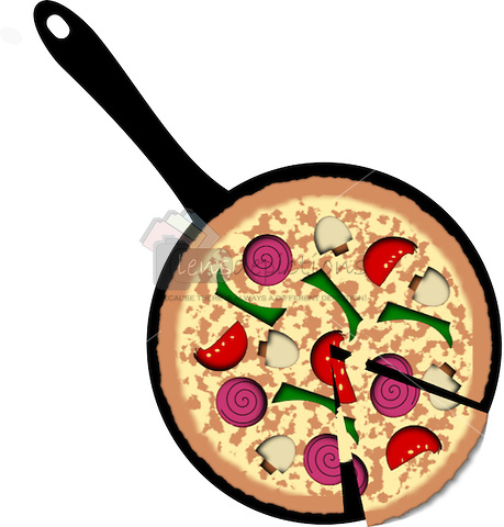 Illustration Of Pizza With Veg Toppings Put On A Pan Isolated On White
