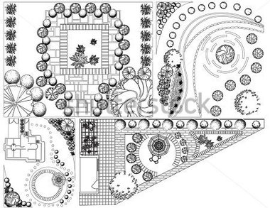 Od Landscape Plan With Treetop Symbols Black And White 186473045 Jpg