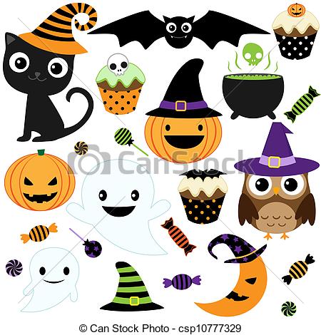 Party   Set Of Cute Vector Halloween    Csp10777329   Search Clipart