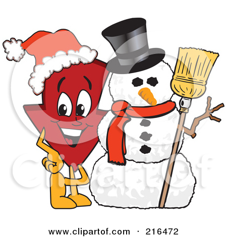Rf  Clipart Illustration Of A Red Down Arrow Character Mascot Pointing