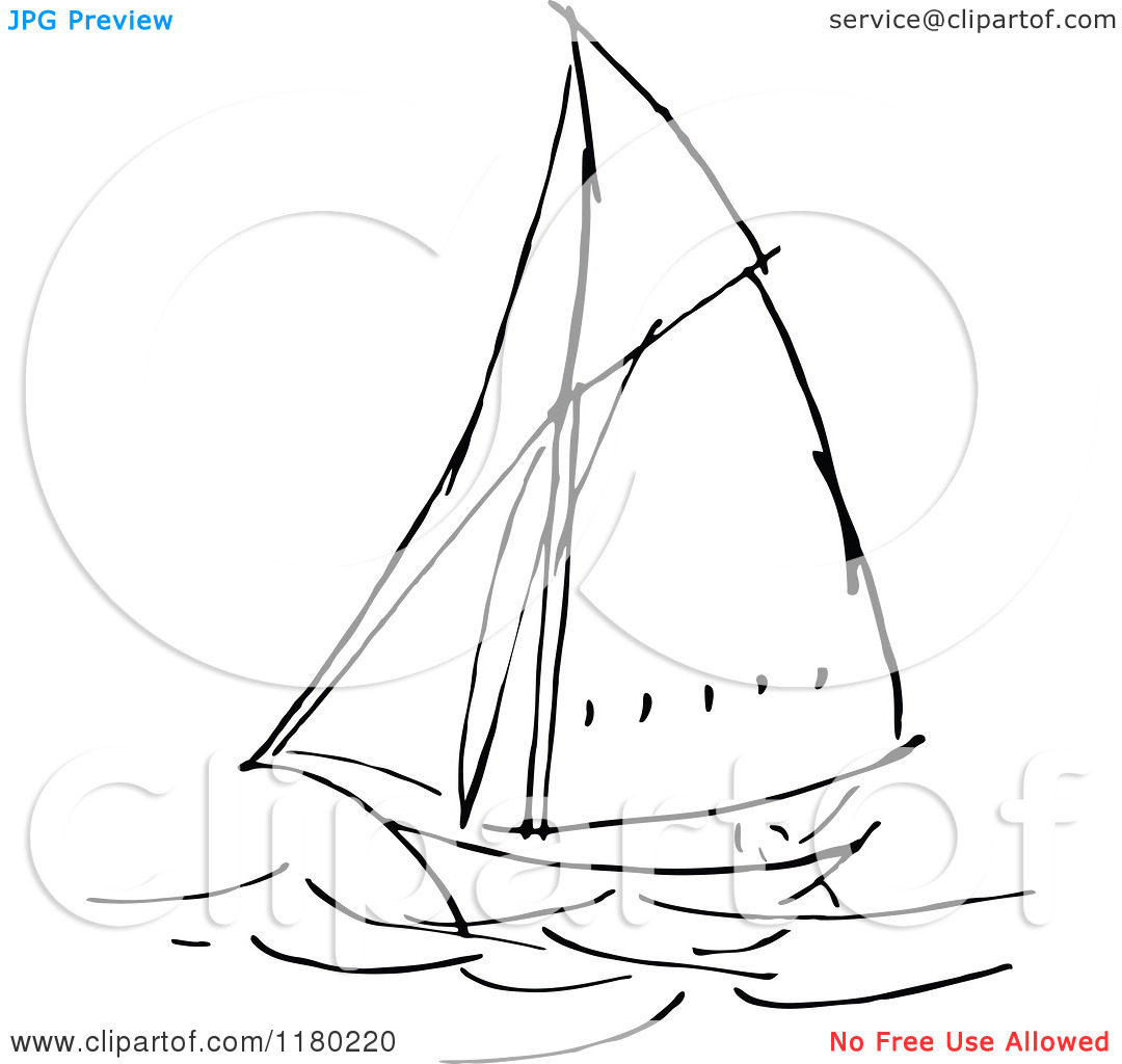 Sailboat Black And White Clipart Clipart Of A Black And White Sketched