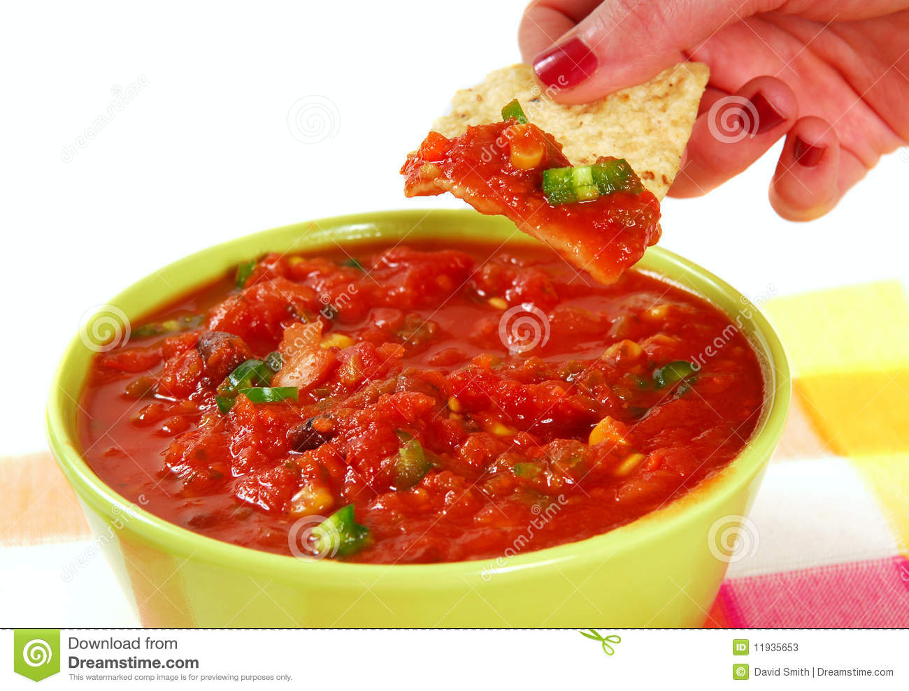 Salsa Dip Clipart Dipping Into Salsa With A