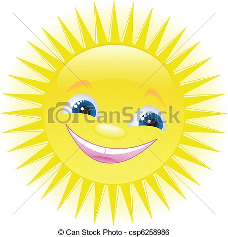 Smiling   Funny Smiling Sun With Blue Eyes Csp6258986   Search Clipart    