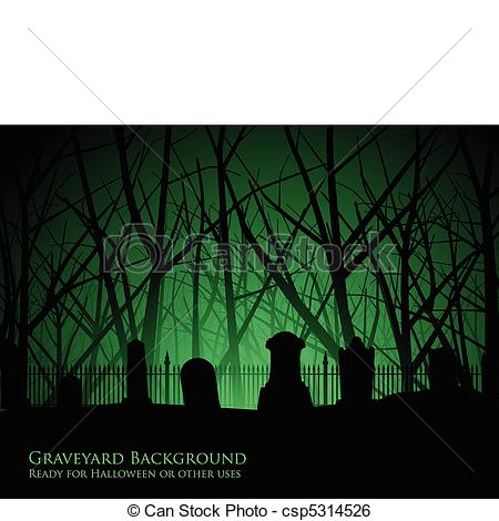 Vector   Graveyard And Trees Background   Stock Illustration Royalty
