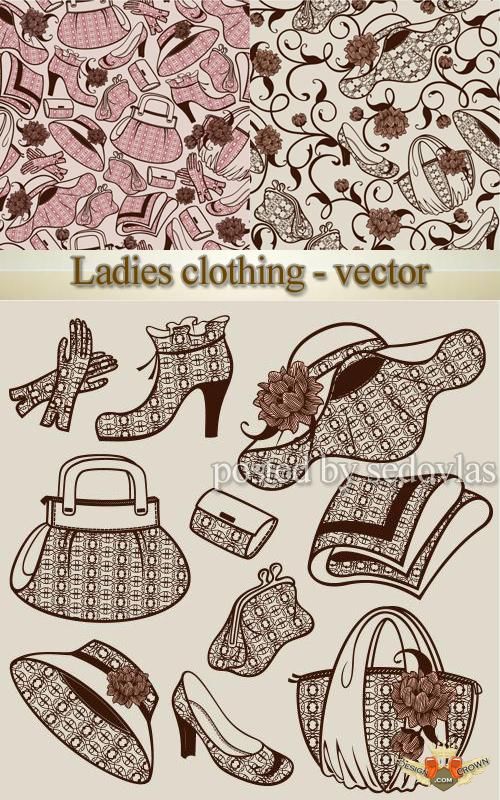 Vintage Vector Images Ladies Closing Hats And Shoes Clipart