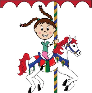 Carousel Horse Clipart Image   Little Girl Stick Kid Riding A Carousel    
