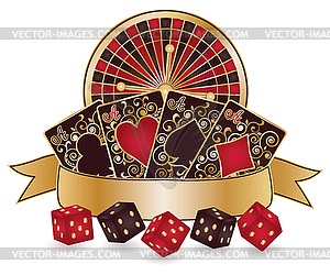 Casino Theme With Roulette Poker Cards   Vector Clipart