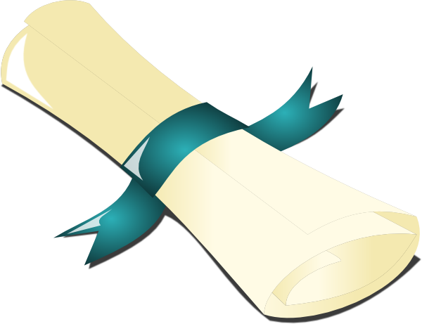 Certificate With Teal Ribbon Clip Art