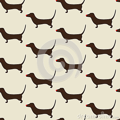 Christmas Dachshund Pattern Seamless Repeating Cute Brown Wearing Red    