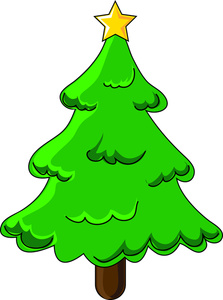 Christmas Tree Clip Art Image  Cartoon Christmas Tree With Star On Top