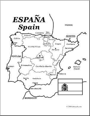 Clip Art  Spain Map  Coloring Page  Labeled   Preview 1