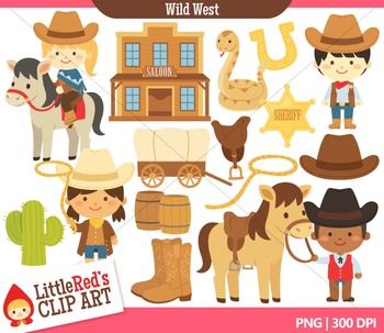 Clip Art   Wild West Cowboy Clipart   Color And Blacklines Included